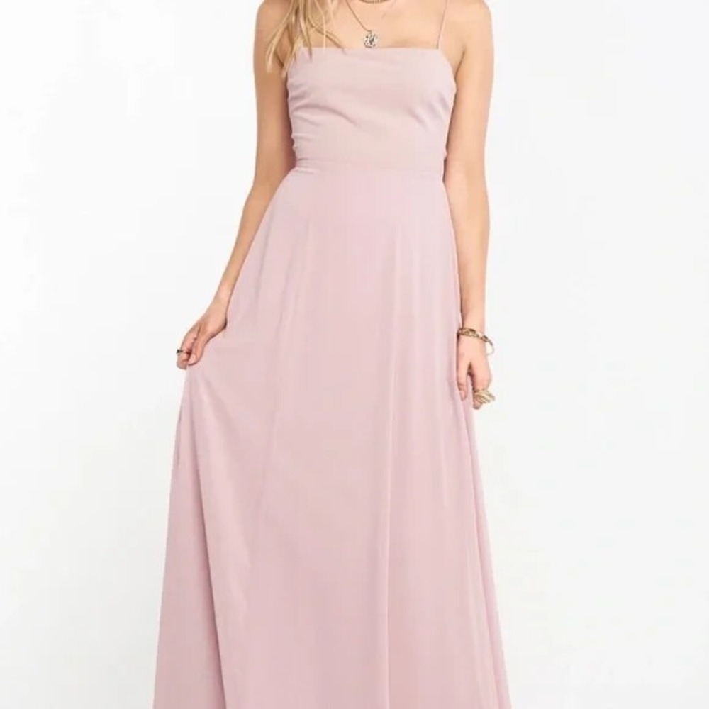 NWT | Show Me Your Mumu Lauren Tie Maxi Dress  Neutral Mauve Chiffon Small $188 - Picture 2 of 6